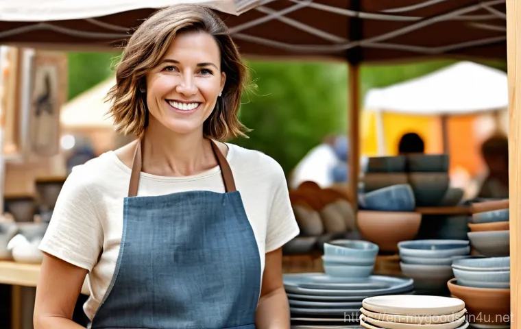 핸드메이드 굿즈 제작법 - **Prompt 1: The Spark of Creation**
    "A young woman in her early twenties, with a radiant smile a...