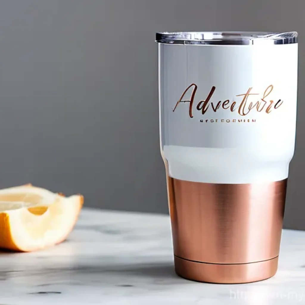 커스텀 텀블러 제작 팁 - **First Tumbler:** A 30oz stainless steel tumbler with a glitter-dipped bottom half in rose gold, tr...
