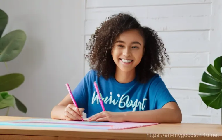 아이돌 응원 굿즈 제작법 - **"Joyful Fan Crafting a Beginner Slogan Banner"**
    A happy, enthusiastic young adult (female, 18...