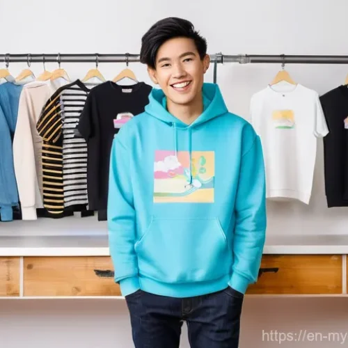 Home 26 애니메이션 굿즈 제작하기 - **Prompt: Enthusiastic Creator Crafting Anime Apparel**
"A young, energetic artisan, appearing t...