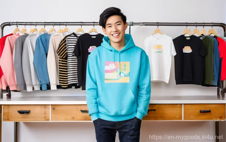 애니메이션 굿즈 제작하기 - **Prompt: Enthusiastic Creator Crafting Anime Apparel**
    "A young, energetic artisan, appearing t...