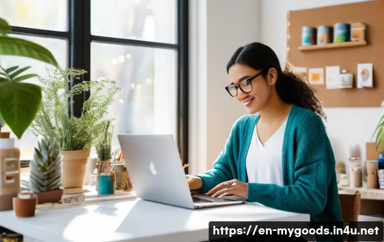 굿즈 판매 가능한 마켓플레이스 - A vibrant artist’s workspace featuring a young creative woman surrounded by handmade merchandise lik...