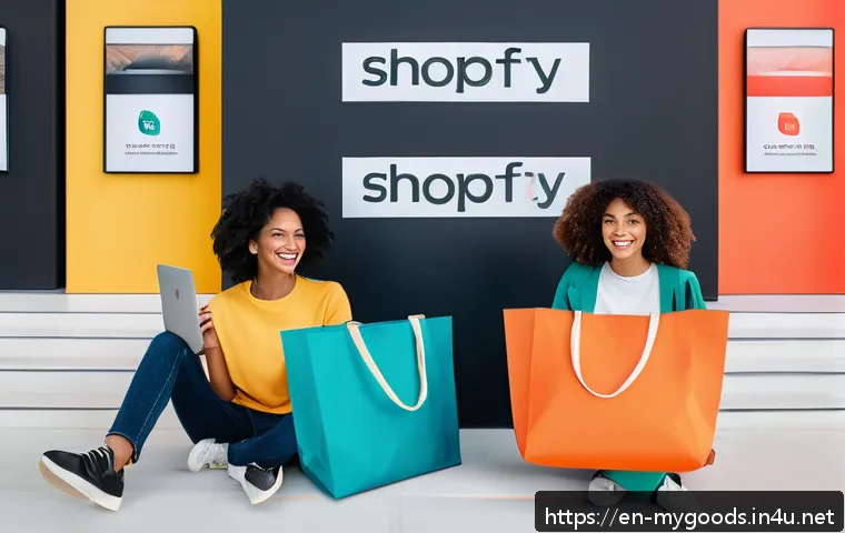 아트굿즈 제작하는 방법 - A modern, stylish online storefront scene featuring a diverse group of young adults browsing a sleek...