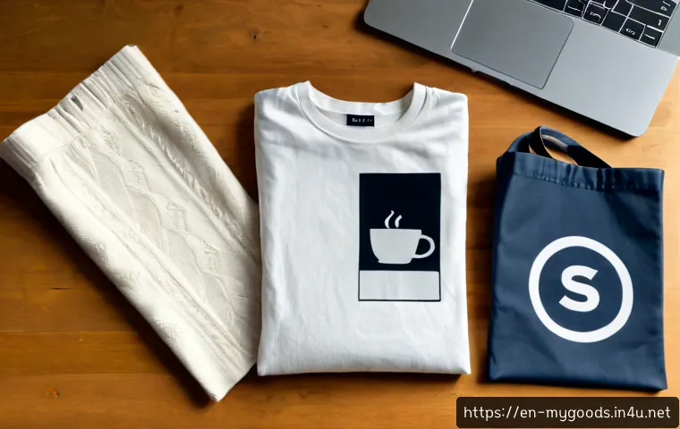 굿즈 제작을 위한 모크업 사이트 추천 - Photorealistic overhead creative workspace for choosing a merchandise mockup website, an unbranded b...
